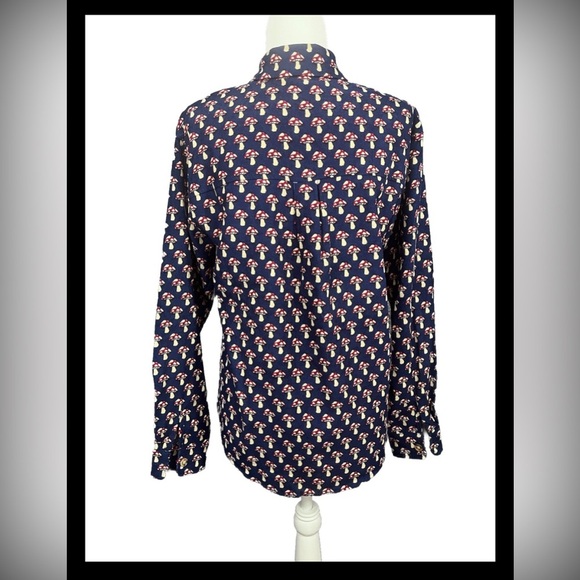 SM Wardrone Mushroom All Over Print Button Down Corduroy Long Sleeve Top Small - Picture 4 of 9